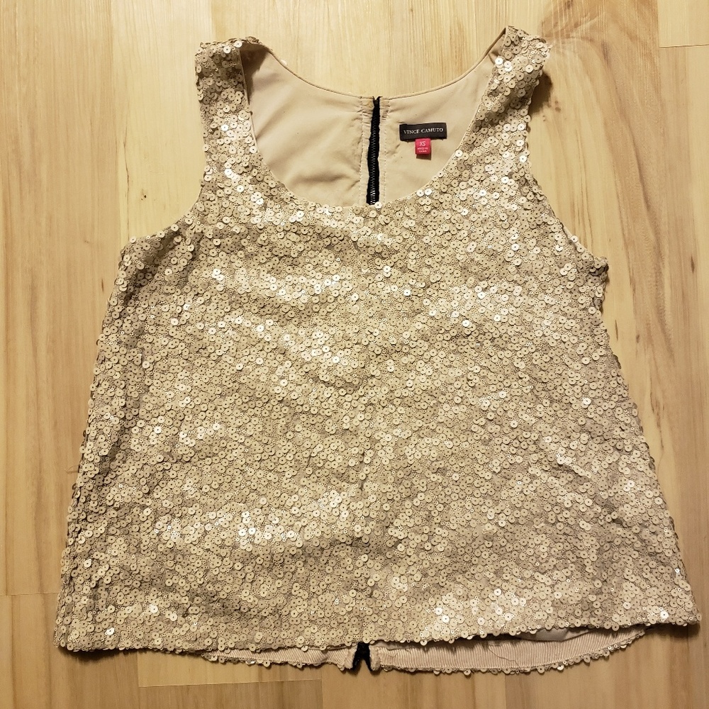 Vince Camuto Grey Sequin Tank